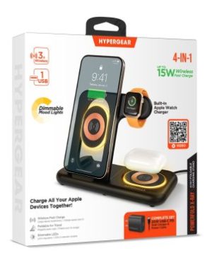 HyperGear PowerFold X-Ray 4-in-1 Foldable Wireless Charging Stand with 15W Wireless Fast Charge