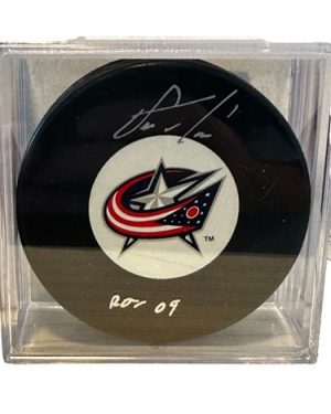 Steve Frameworth Steve Mason Autographed Columbus Blue Jackets Puck